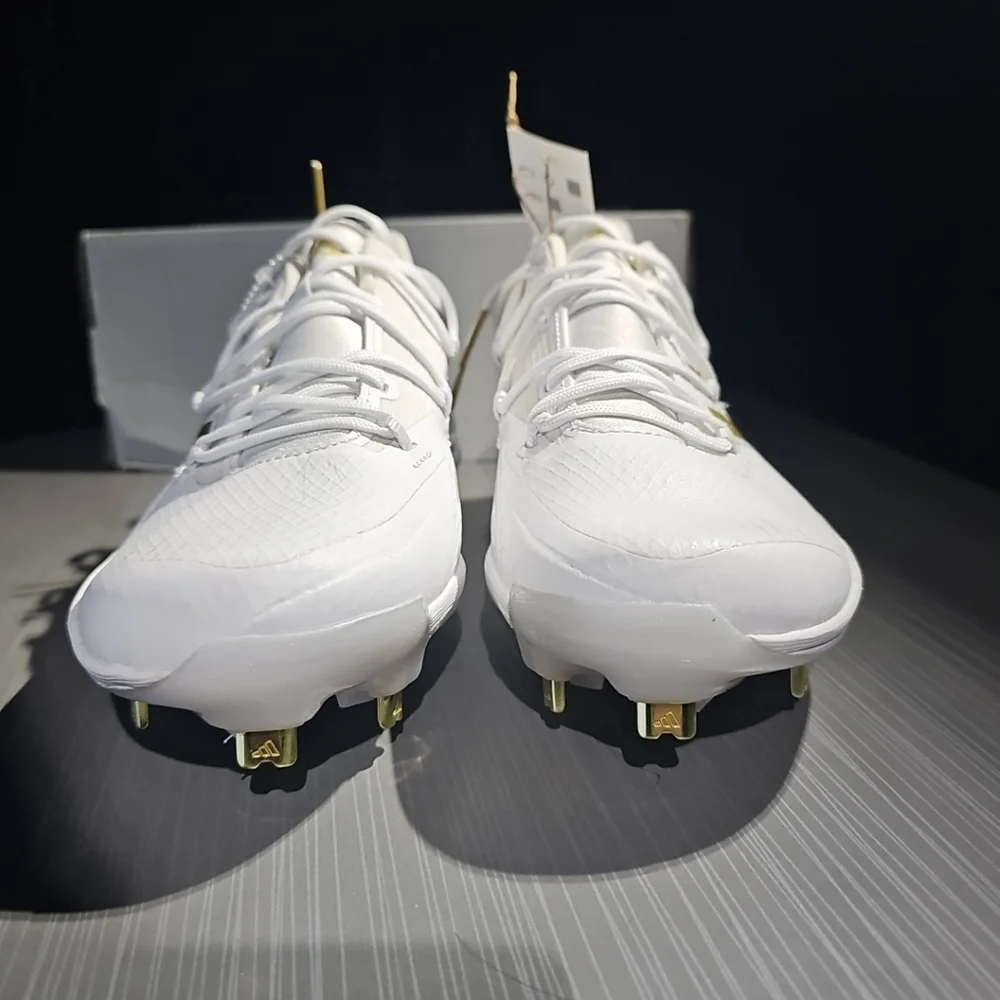 Adidas Adizero Afterburner 8‎ Mens Size 8 White Gold Running Baseball Cleats NWT